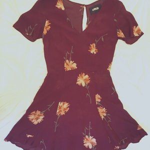 Reformation Burgundy Floral Mini Dress